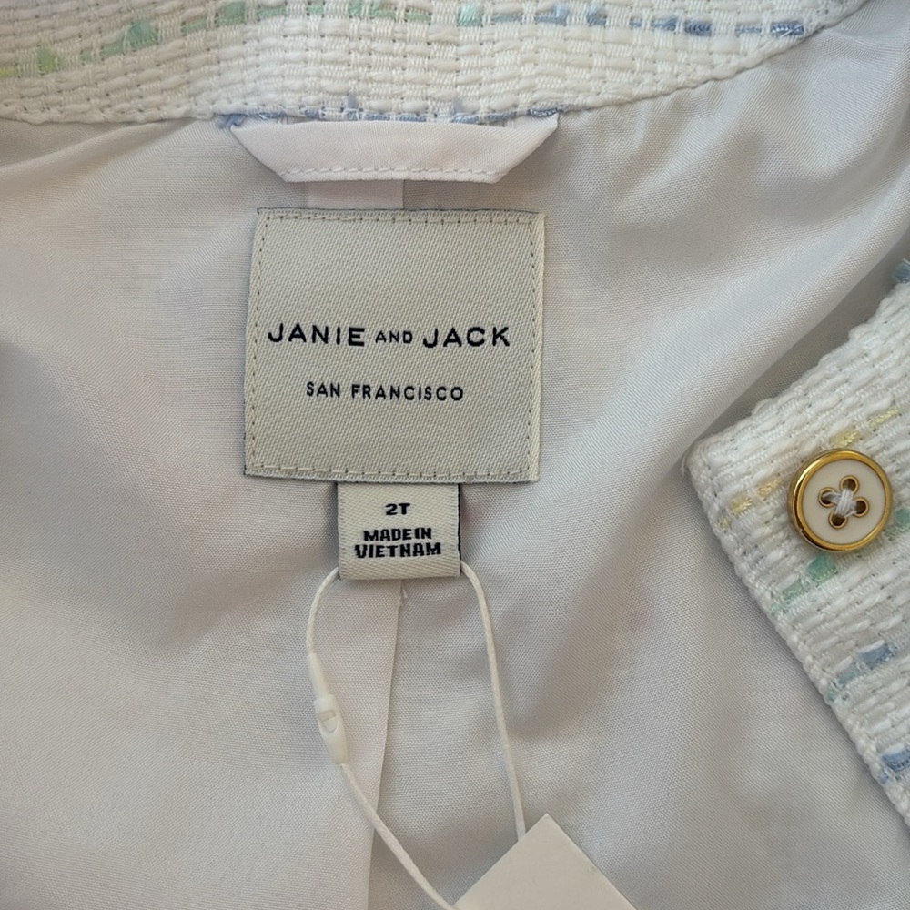 NWT Janie and Jack Toddler Girl Tweed Peplum Jacket - Size 2T - Picture 6 of 11